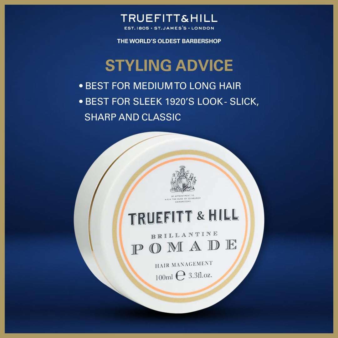 Truefitt & Hill Hair Management Brilliantine Hair Pomade Wax For Men 100GM | Medium Hold & Recommended For Small Medium Hair 5