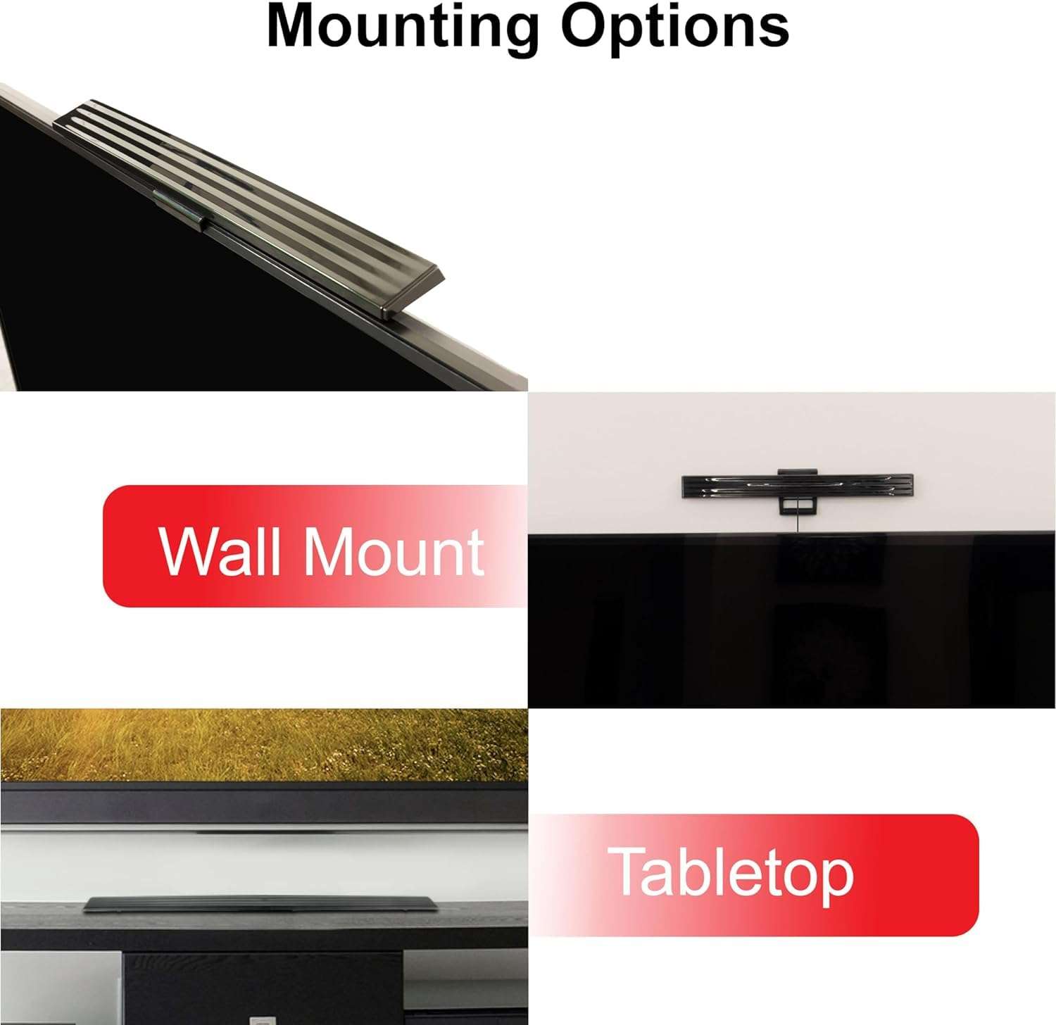 GE Amplified HD Digital TV Antenna, Long Range Smart TV Antenna, Easy Mount on Top of TV Design, Supports 4K 1080P HDTV VHF UHF, Indoor Amplified Signal Booster, 5ft Coax HDTV Cable/AC Adapter, 37075 5