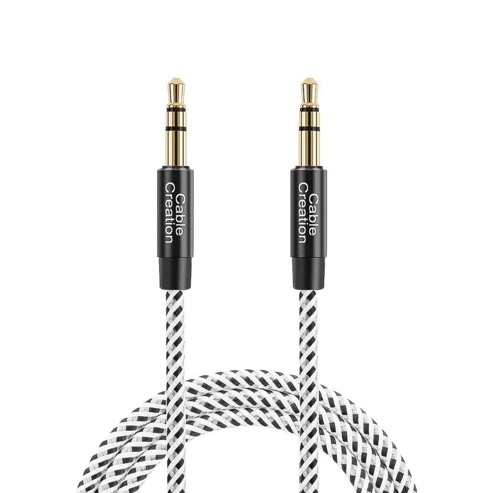 CableCreation 3.5mm Aux Cable 0.45meter, Short Male to Male 1/8 Audio Auxiliary Cord Braided Hi-Fi Sound for Car, Headphone Jack, Speaker, Home Stereos, Smartphone 1