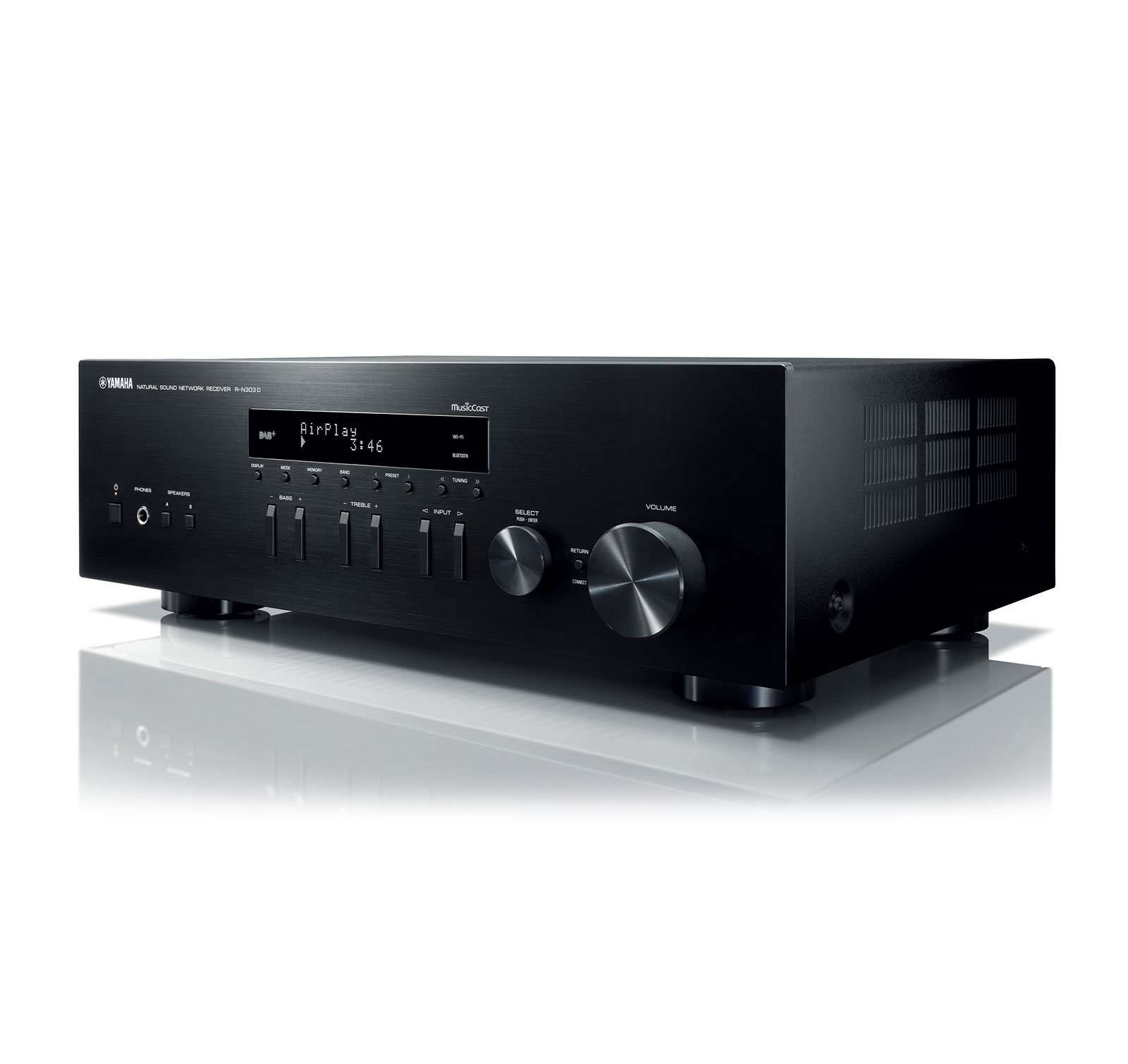 Yamaha CD-S303 Single CD Player, Black & Yamaha R-N303BL Stereo Receiver with Wi-Fi, Bluetooth & Phono 3