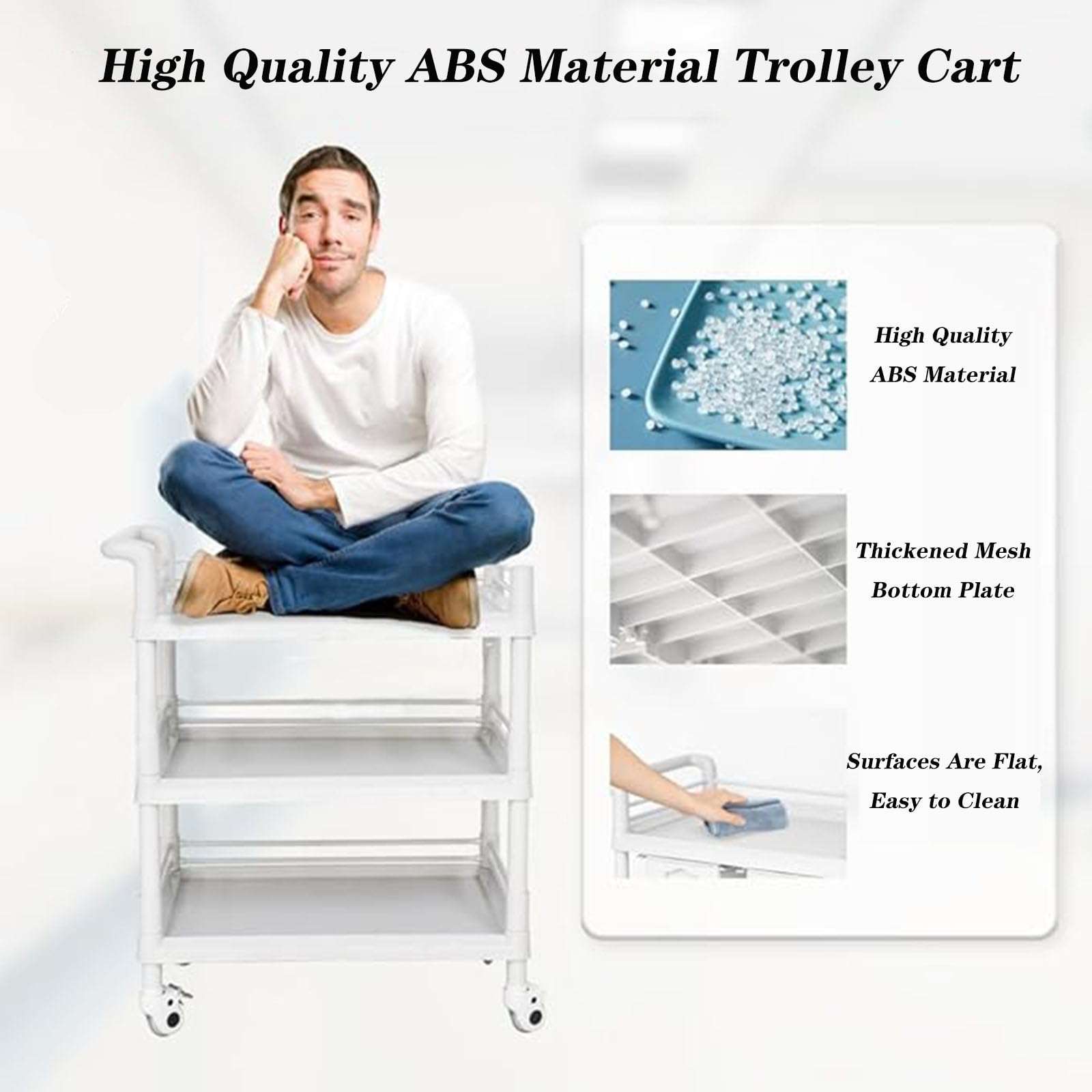 WLEJSL Rolling Utility Cart, Multi Layer Esthetician Cart with Wheels Mobile Medical Carts Crash Cart with Wheels for Beauty, Salon, SPA, Commercial,A2 5