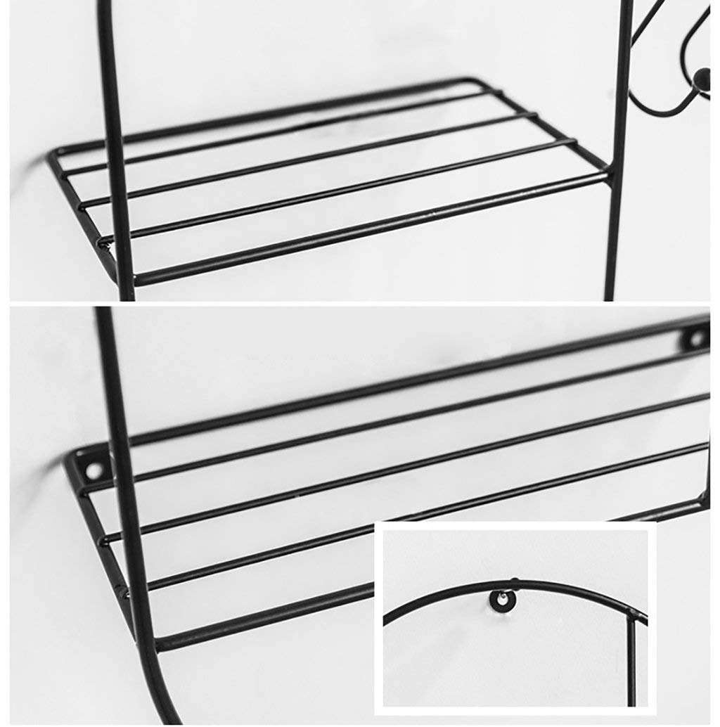 YGCBL Storage Shelf，Nordic Decorative Wght Iron Metal Storage Rack, Bedroom Living Room Kitchen Bathroom Wall Shelf Rack Shelf Bathroom Shelve,Black 5