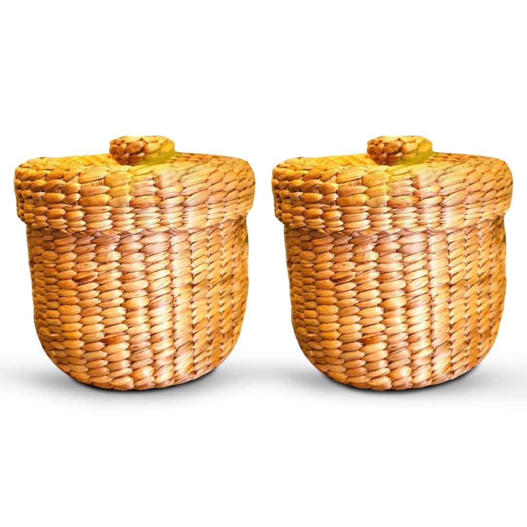 The Basket Weavers Multipurpose Myakons Storage Basket, Set of 2, (TBW_Mykonas_018_1, Beige) 1
