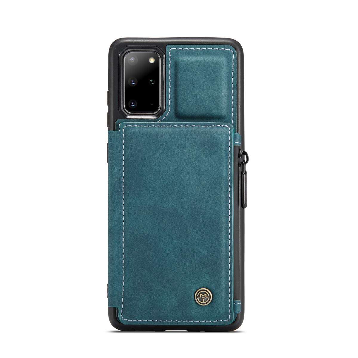 Samsung Galaxy S20+ Phone Leather Holder Wallets Case for Women Man Card Cute with Zipper Pocket (for ID Card,Credit Card Photo Fram Coin Money or License) 6.7inch Drop Protection Christmas Case-Blue 2