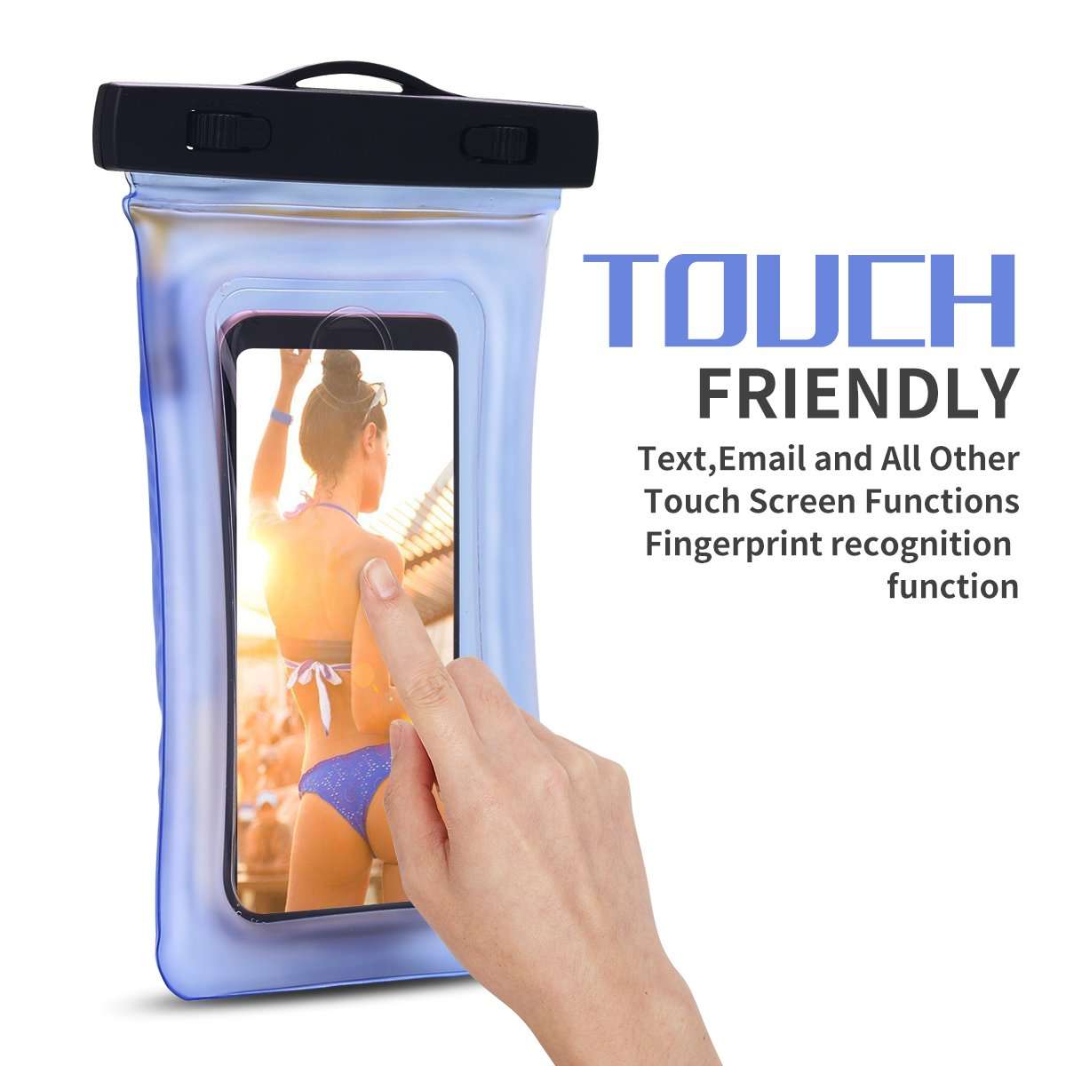 AICase Waterproof Phone Bag, Universal Cellphone Dry case Pouch with Float Function for Apple iPhone X,8,8 Plus,7,7 Plus, Samsung Galaxy S9, S9 Plus,S7, S8 Plus, Note 9 Note 8 up to 6.6"- Light Blue 6