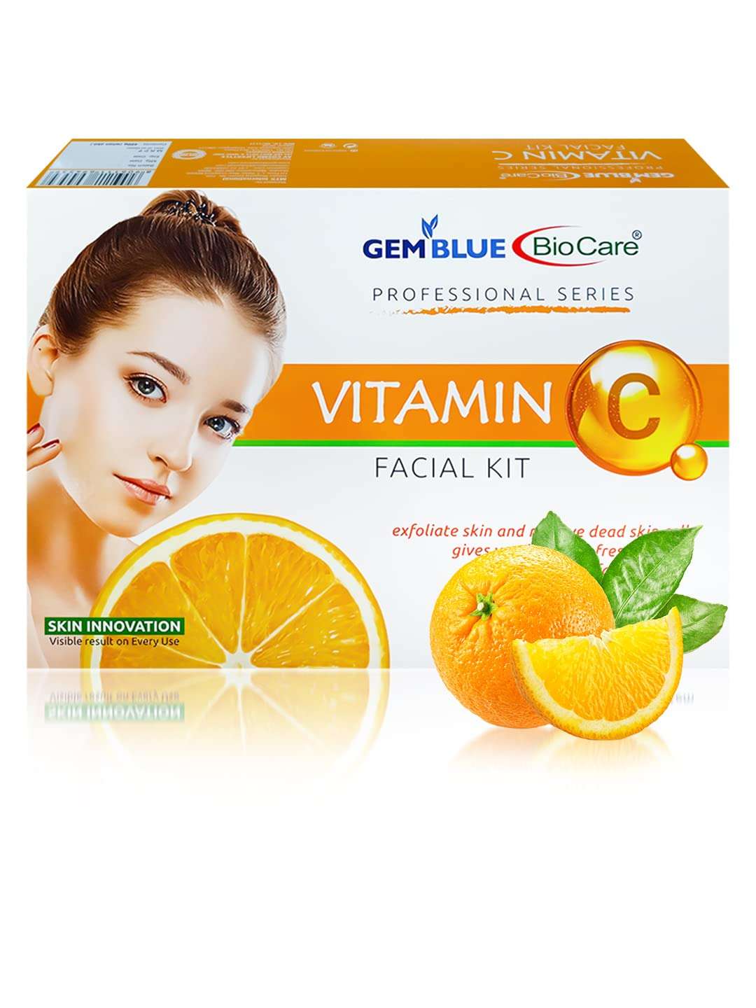 Gemblue Biocare Facial Kit for Glowing Skin Luminous and Radiant Complexion Includes Face Cleanser Scrub Gel Cream Moisture Mask Suitable for All Skin Types 400gm (Vitamin C Facial Kit) 4