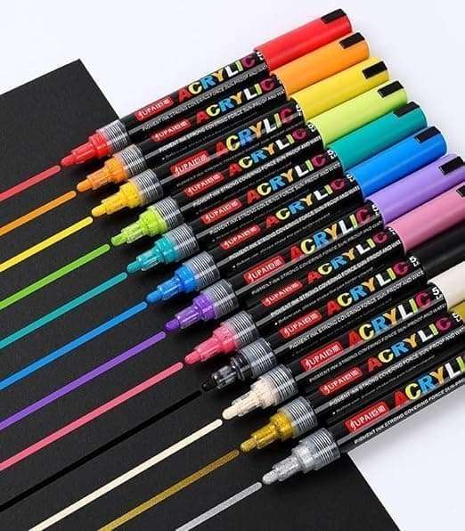 ADOERE Acrylic Paint Marker Pens, Medium Point Tip Art Markers for DIY Glass, Ceramic, Rock, Wood, Canvas, Metal, Fabric, Highly Pigmented Acrylic Pens (Multicolour) (Pack Of 24) 4