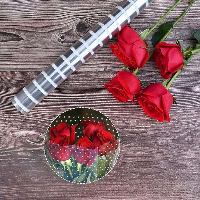 Saksham Clear Transparent White Polka Dot Cellophane Wrapping Roll Pack of 2 (20m x 70cm) | Perfect for Hampers, Crafts, Gift Wrap | Transparent gift wrapping sheets | Get 3 Free Pull Bow Ribbons 4