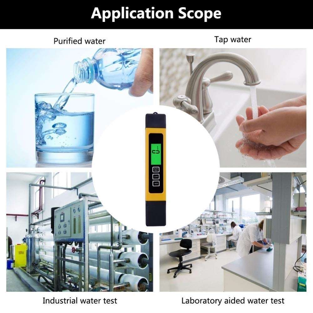 CHUNSHENN Portable Moisture， Portable Scientific Water Quality Purity, 0-9990 ppm,3 in 1, LCD Digital TDS 3 Meter, TDS, EC and Temp Meter, Reverse Osmosis 6