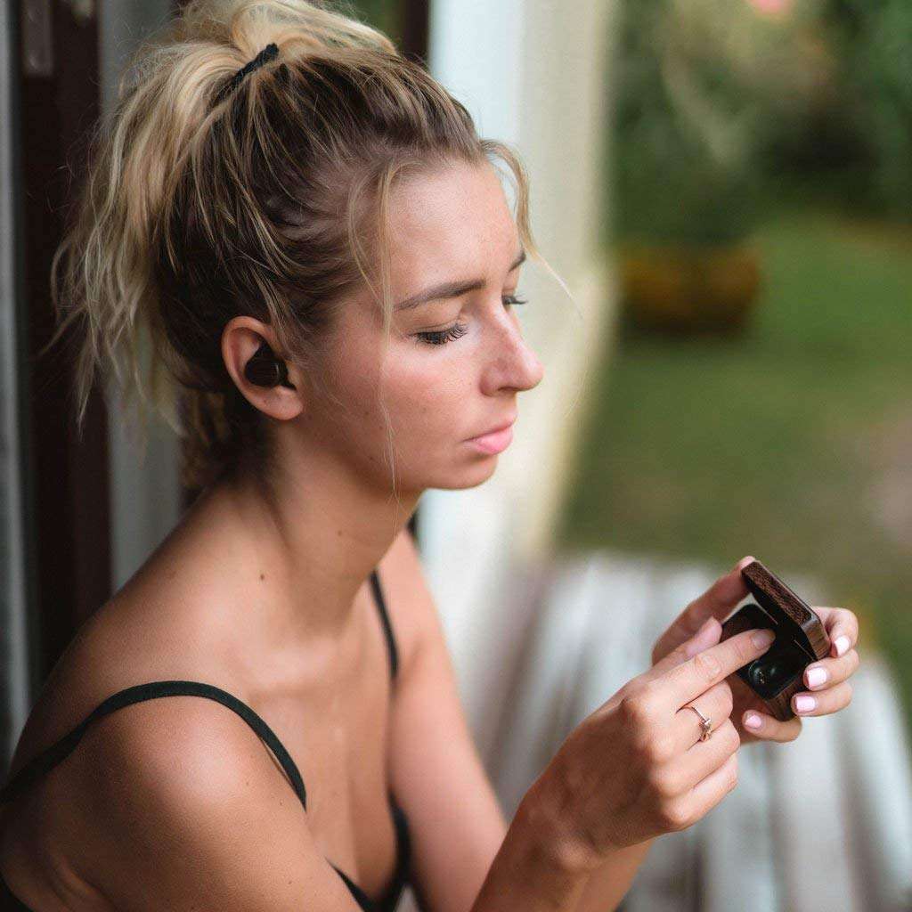 Reveal TWS True Wireless Stereo Bluetooth Earbuds - Stylish Wood Inspired Designer Headphones/Earphones with Portable Charging Carrying Case Shop 5