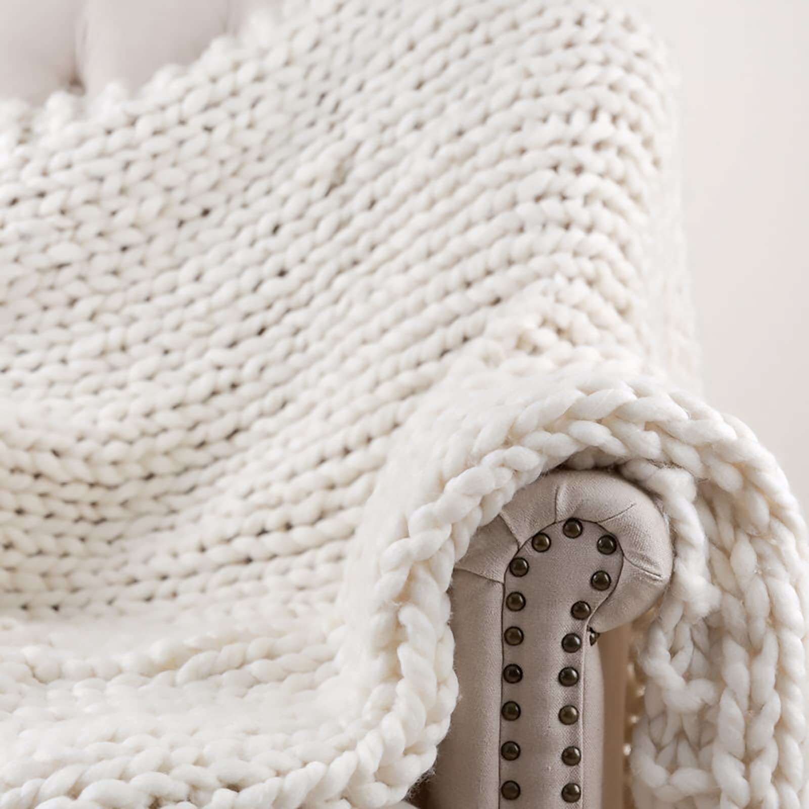 THE HOME TALK Beautifully Knitted and Textured Blanket | Very Soft and Premium Wool | Snuggle up Any time in This Luxurious All-Season Blanket | Lightweight Cozy Blankets 1