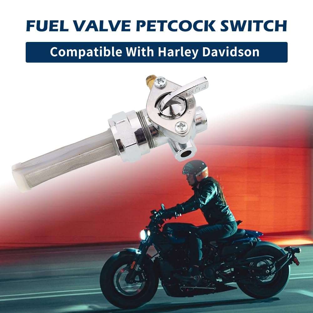 TSUNG 22mm Petcock Fuel Valve Shut Off Tank Switch Compatible with Harley Davidson Sportster Big Twin Dyna Electra Glide Heritage Softail Springer Low Rider Tour Glide (Right Outlet) 4