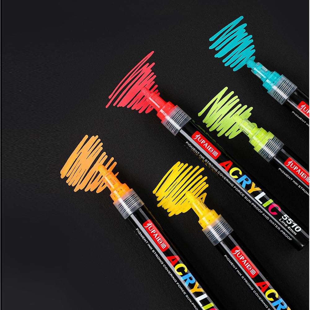 PennyWise® Acrylic Paint Markers Waterproof Permanent Art DIY Pens, 4 MM Tip, Ideal For Painting, Drawing, Stenciling, Etching, Stamping. (Set Of 24 Shades) 4