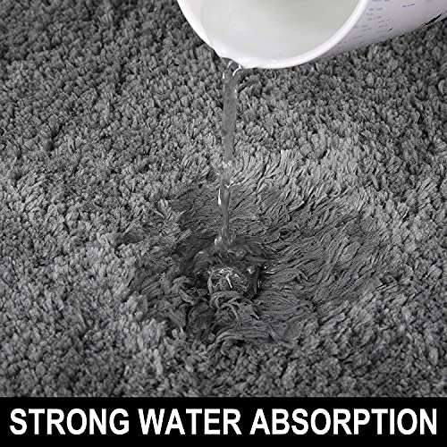 SIWAN | Microfiber Doormats for Bedroom Living Room Kitchen Lobby Color: Grey Pack of 1 5