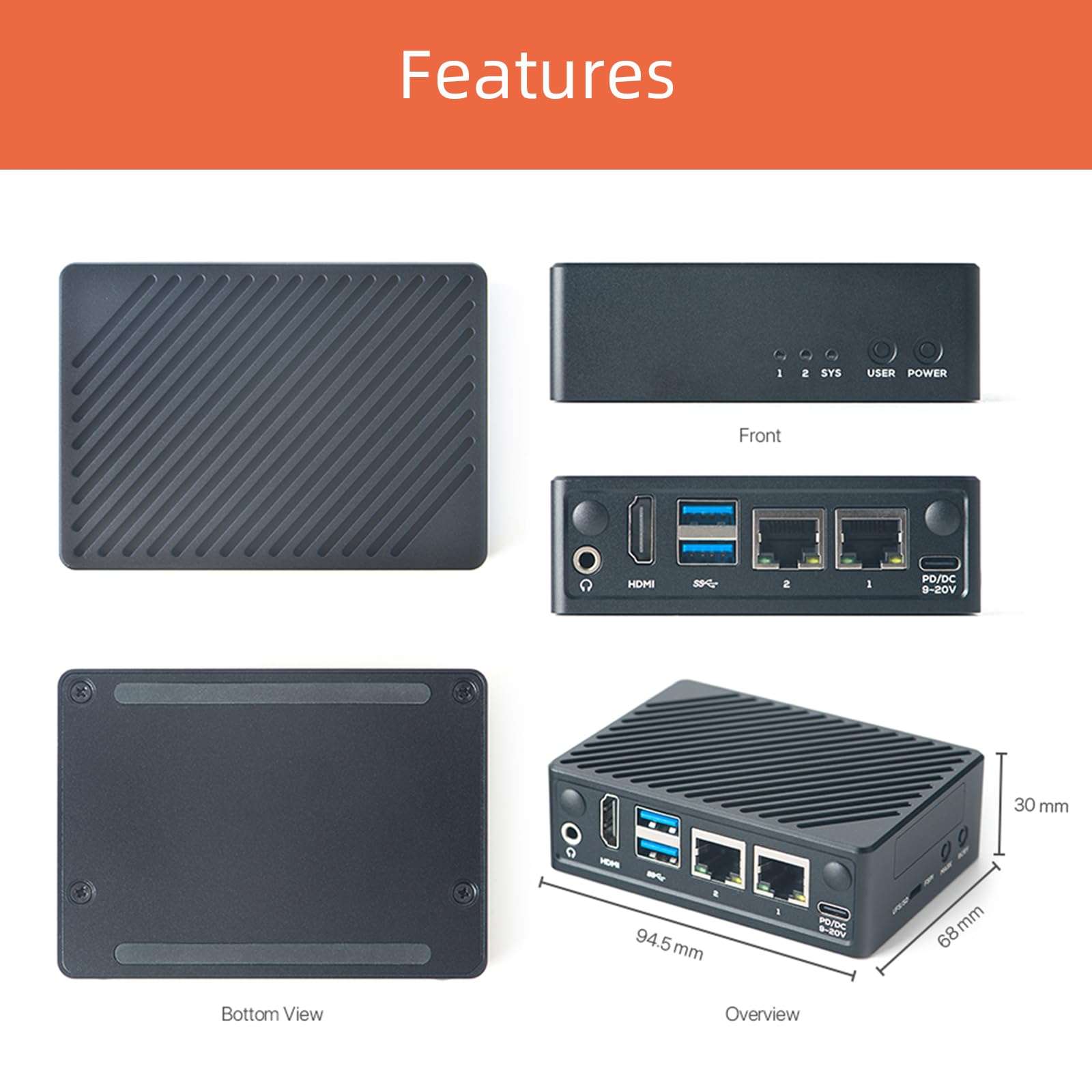 youyeetoo Friendlyelec NanoPi M5 - RK3576 SOC, Dual Gigabit Ethernet, 4/8/16GB RAM, UFS, AI Deployment, M.2 SDIO WiFi, 4K@60Hz, OpenMediaVault (LPDDR5 8GB RAM,with Metal Case) 5