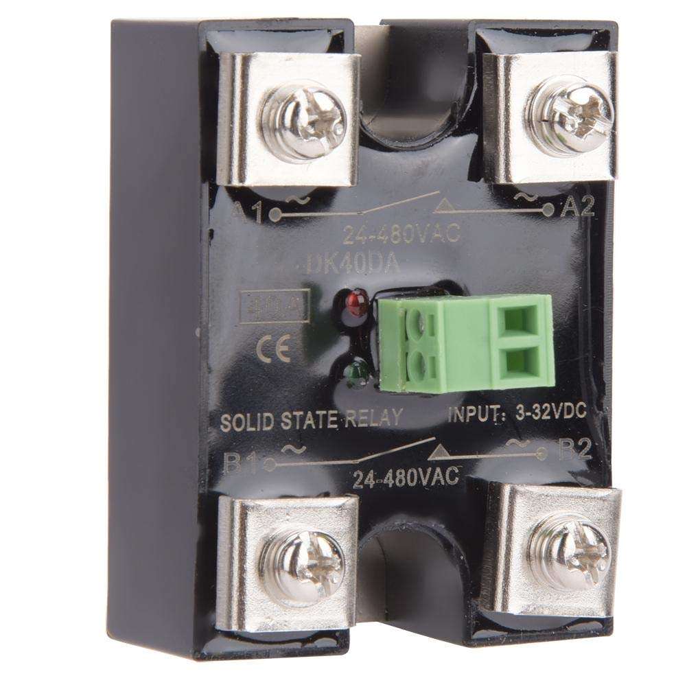 Relay Module DC Control AC Relay 3-32VDC DC Control Dual AC 24-480VAC Thermostat Temperature Controller(40A(BERM-DK40DA)) 3