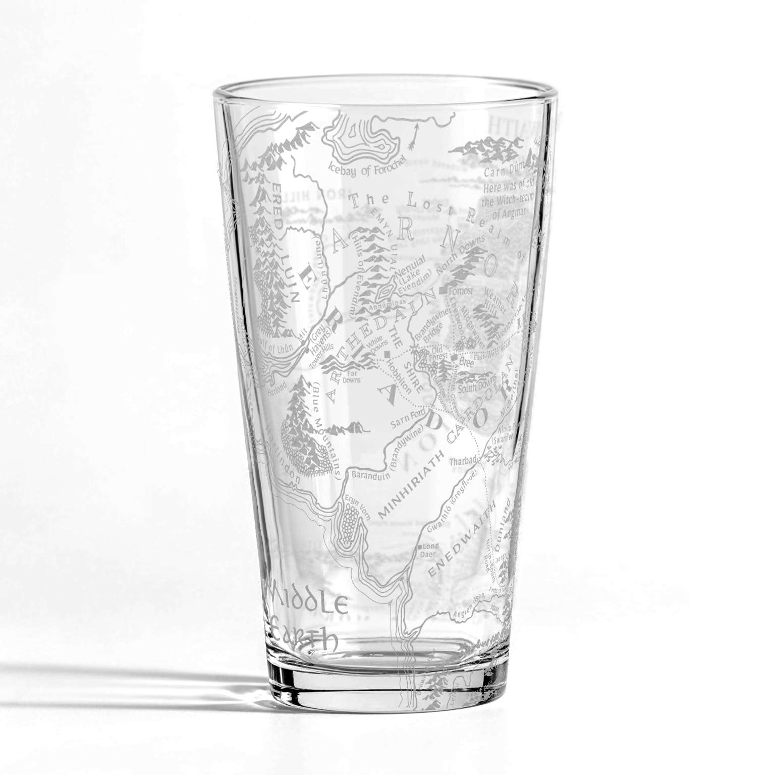 MAP OF MIDDLE EARTH Engraved 16oz Pint Glass | Inspired by Tolkien One Ring and Middle Earth | Great Christmas Gift Idea | Unique Elvish Fantasy Wizard Fantasy Decor! 3