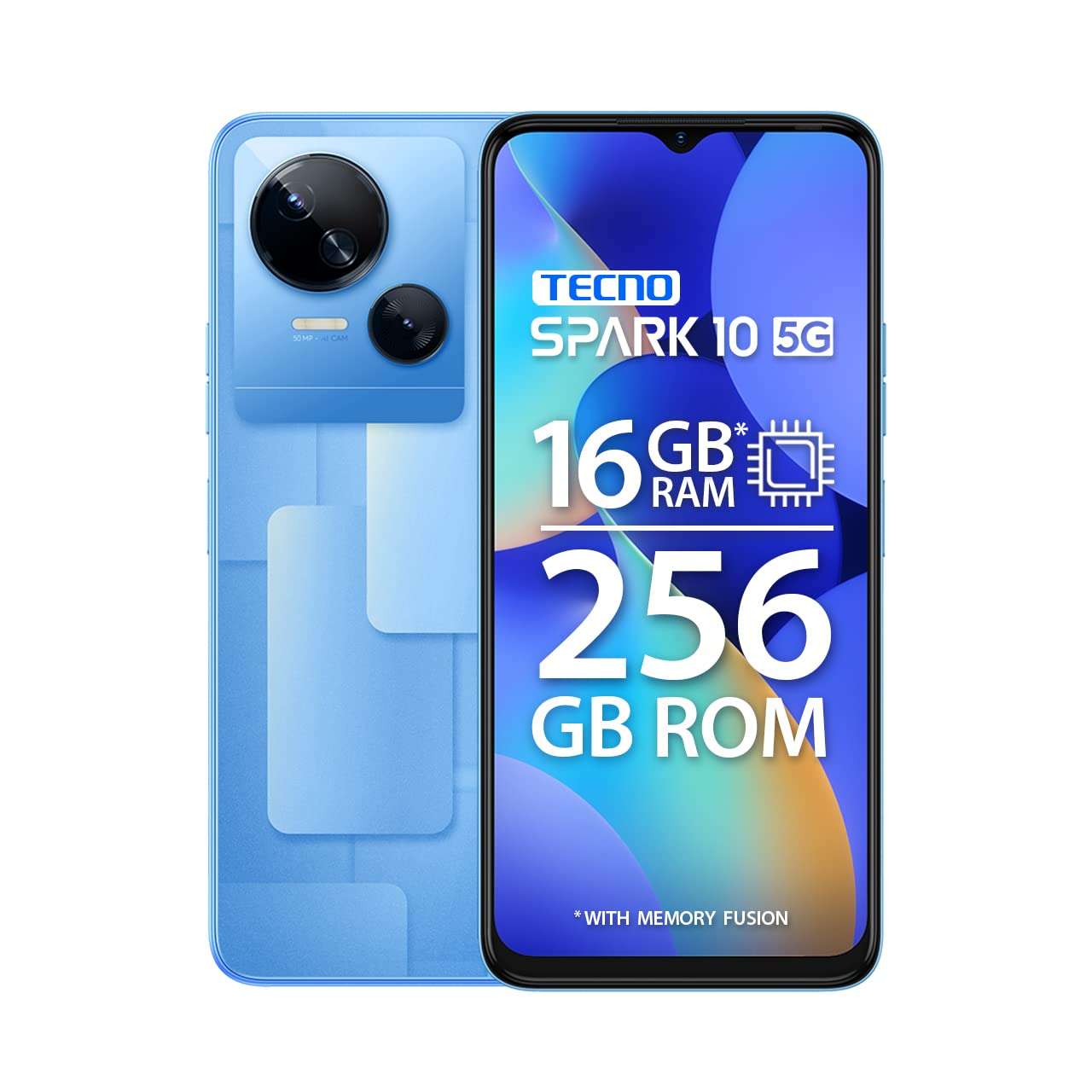 TECNO Spark 10 5G (Meta Blue, 8GB RAM,256GB Storage)|16GB Expandable RAM | Ultra Clear 50MP Superior Rear Camera| Dimensity 6020 7nm Powerful 5G Processor 1