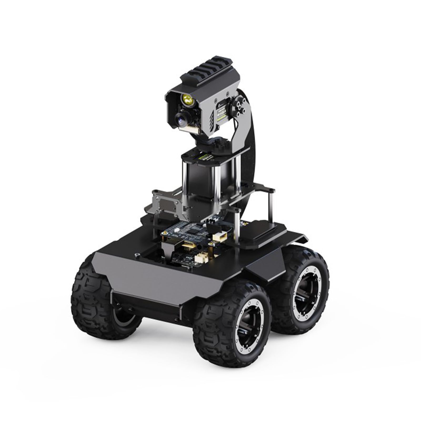 TUOPUONE RaspRover Open-Source 4WD AI Robot Compatible with Raspberry 5 Dual Controllers All-Metal Body Computer Vision Included Pan-Tilt Camera Module, PI5-4GB Not Included