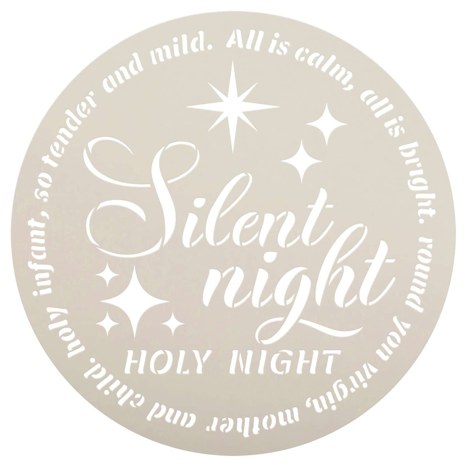 Silent Night Song Lyrics Round Stencil by StudioR12 - Select Size - USA Made - Craft DIY Christmas Living Room Decor | Paint Winter Holiday Wood Sign (12 inches) 1