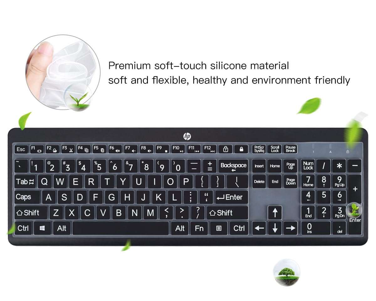 Keyboard Cover Skin for HP 230 235 Wireless Mouse and Keyboard Combo Keyboard Skin Cover Protector, HP 230 235 Wireless Keyboard Accessories, Black-Large Print 4