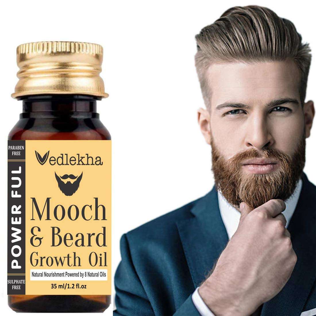 Vedlekha New Beard Growth Oil & Mustache Growth Oil, 35ml 4