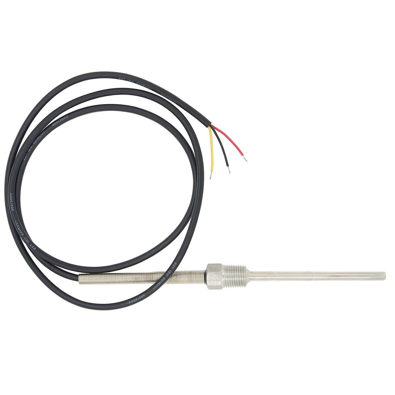 ds18b20 probe 1/2 3/4 1/4 inch m12x1mm m10x1.5mm ds18b20 threaded temperature probe with stainless steel thermowell 30 50 100 150 200 300 400 500 mm (Thread 1/4 inch, 300mm) 1