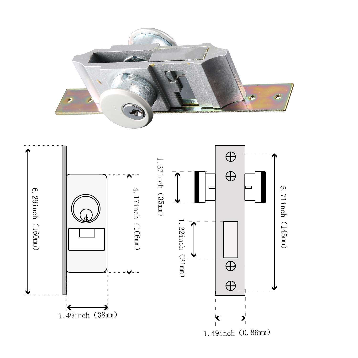 NNAA Swing Door Lock Casement Type A Key Special Aluminum Alloy Ground Lock Glass Framed Door Lock 3