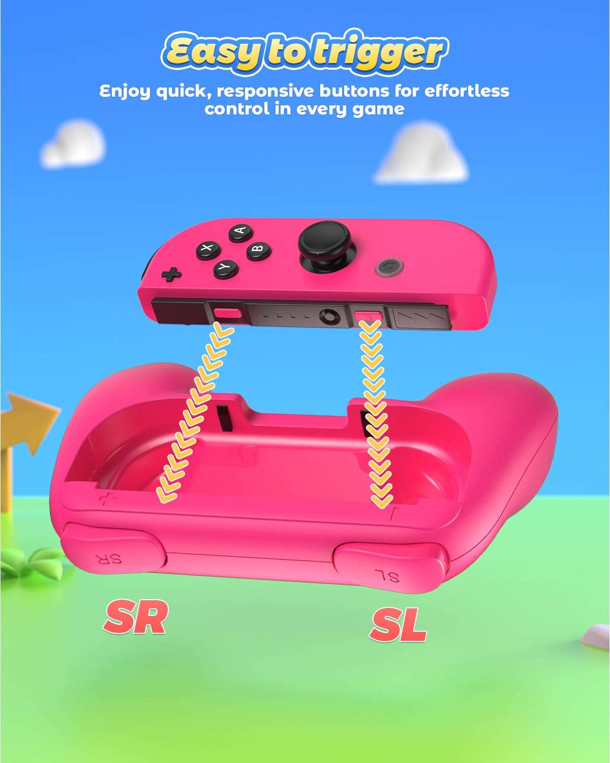 FYOUNG Hand Grips Compatible with Switch/Switch OLED Model Controllers, Grip Compatible with Switch Joy Con- Green and Pink (2 Packs) 6