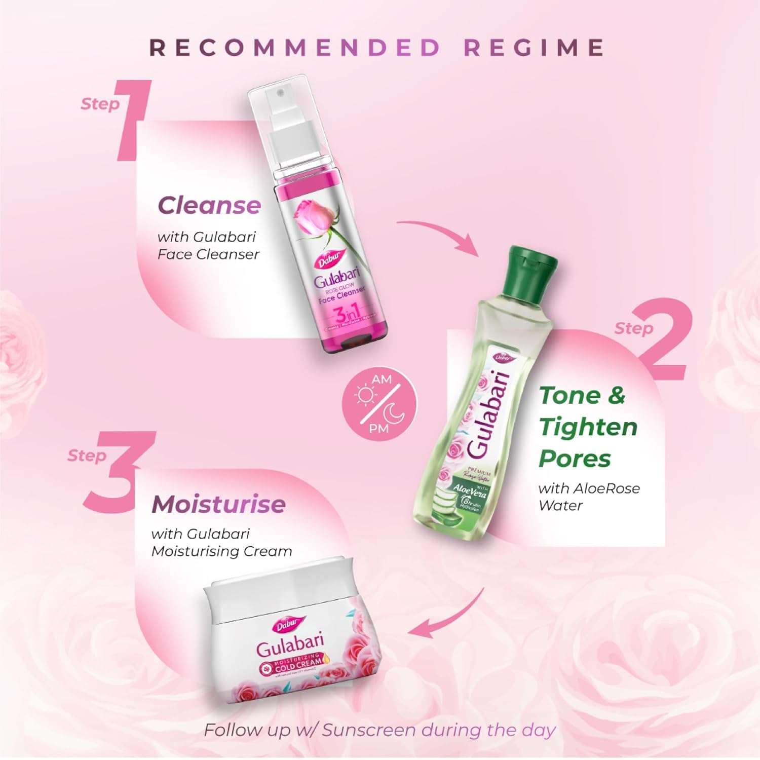 Dabur Gulabari Premium Rose Water with Aloe Vera - 400 ml | Upto 8 HR Skin Hydration | Cleanses, Tones and Moisturises Skin | For All Skin Types 6