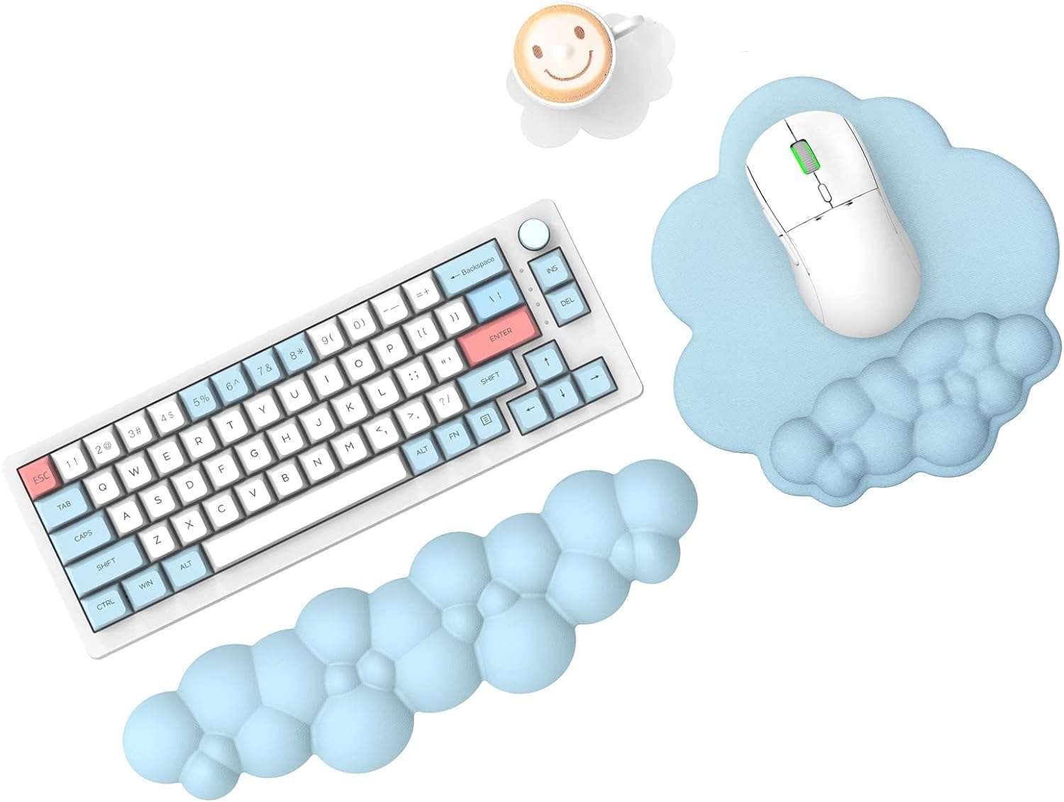 Keyboard Wrist Rest and Mouse Pad with Wrist Support, Ergonomic Gel Wrist Rest for Computer Keyboard and Mouse Pad + Coaster Set, Perfect for Home Office, Easy Typing & Pain Relief Mouse Mat
