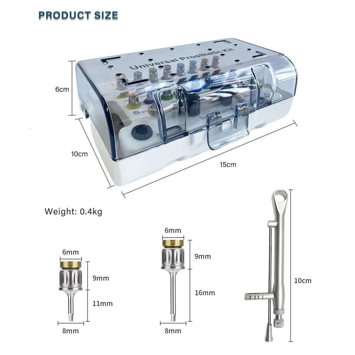 DENTAWKI Dental Implant Torque Wrench Set, 16 Pieces, Universal Prosthetic Kit with Ratchet Drivers, 10-70 Ncm, Autoclavable 5