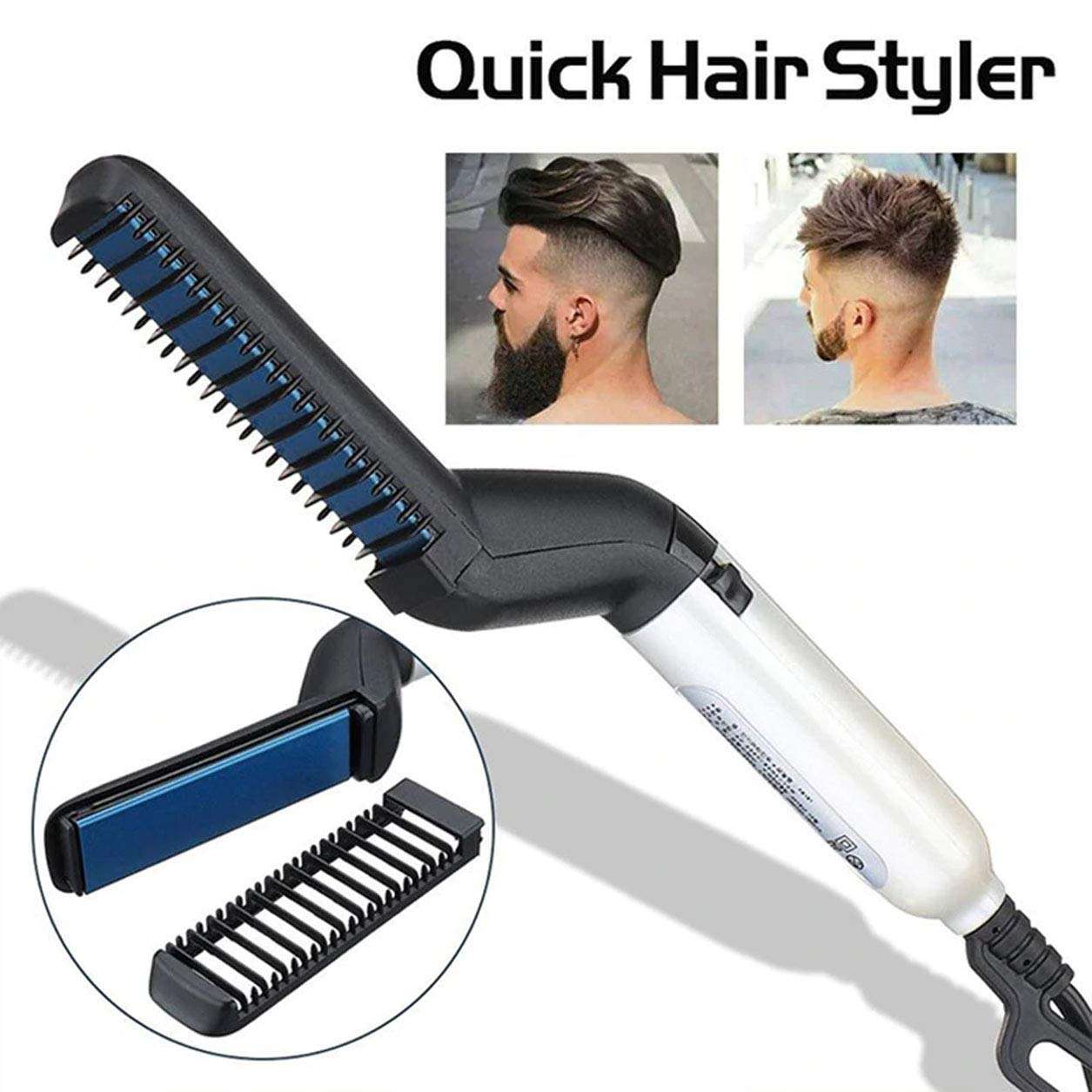 Curly Hair Straightening Comb Curler, Beard Straightener Multifunctional Hair Styler for Men Electric Beard Straightener Massage Hair Comb Beard Comb 4