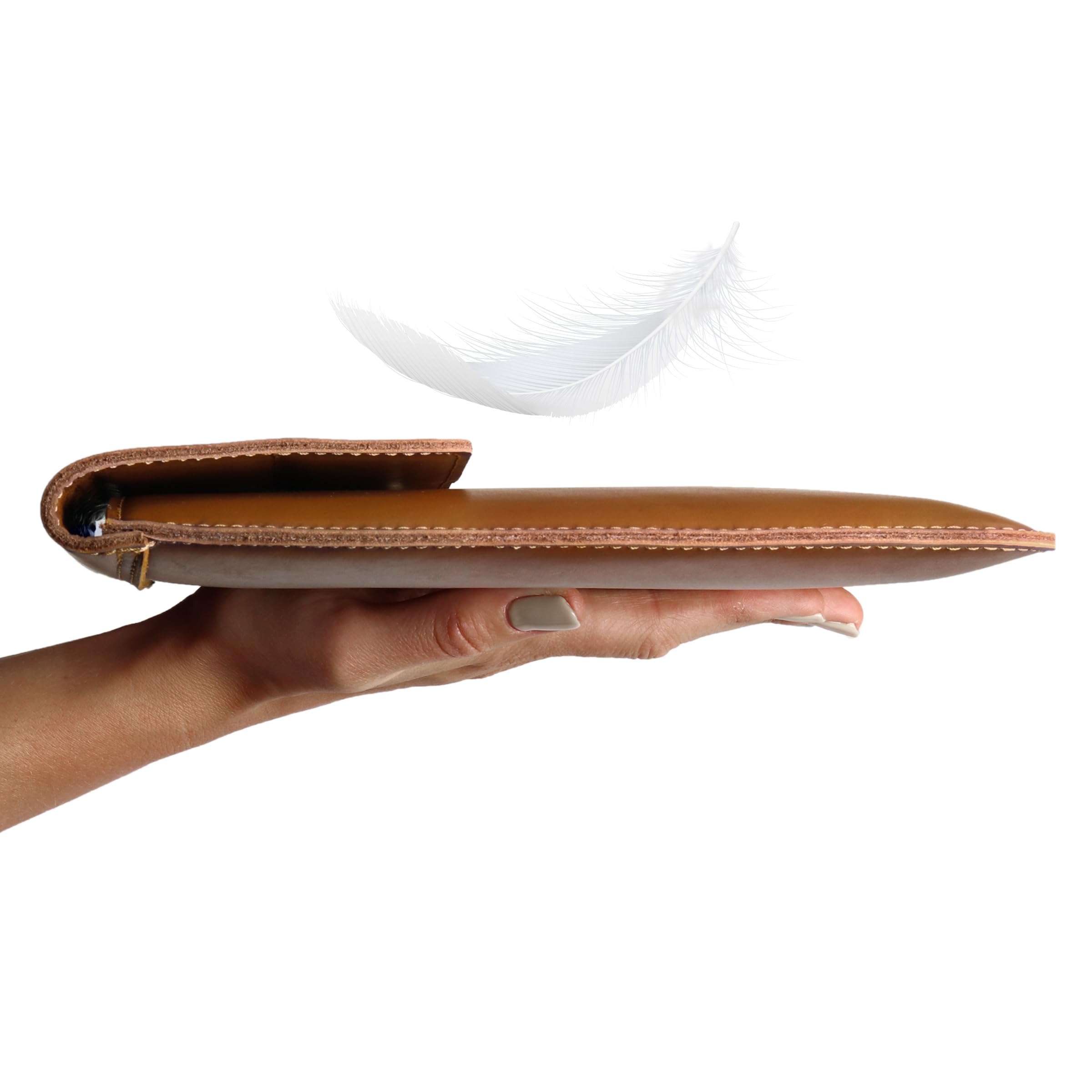 DAREhue 13" 14" 15" 16" Genuine Full Grain Leather Laptop Sleeve with Built-in Stand & Padding (Fits MacBook Air/Pro & Other 13.3/13.6/14.2/15.6 inch Laptops) (Toffe Brown, 13” - 14”) 6