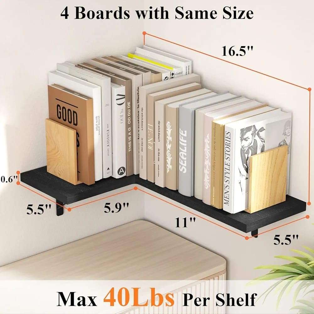 FireBees Wooden Corner Wall Shelves | 3 Tier Floating Wall Mounted Shelf for Living Room & Bedroom | Stylish Book Shelf & Home Decoration Rack for Storage | Room Corner Decoration Items 6