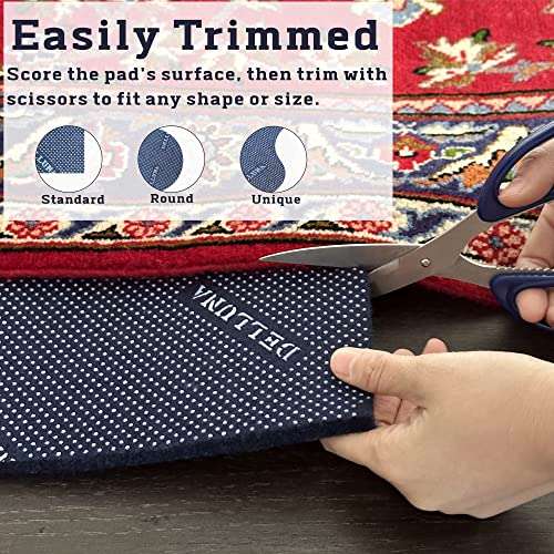 DELLUNA Non-Slip Area Rug Pad 2'x6', 3/8" Thick Double Side Rubber + Felt, Premium Deluxe Cushioned- Safe for All Floors, Adds Comfort and Protection, Ultra Strong Grip, Stop Rug from Moving. 5