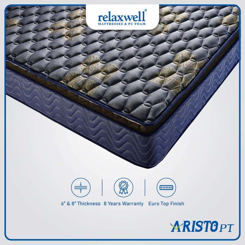 RELAXWELL MATRESSES Aristo PT - Bonnel Spring Pillow Top Spring Mattresses with Two Free Pillow for Your Comfort Night | Foam Matresses | Matresses for Comfortable Sleep (75x72x6 Inches, King) 2