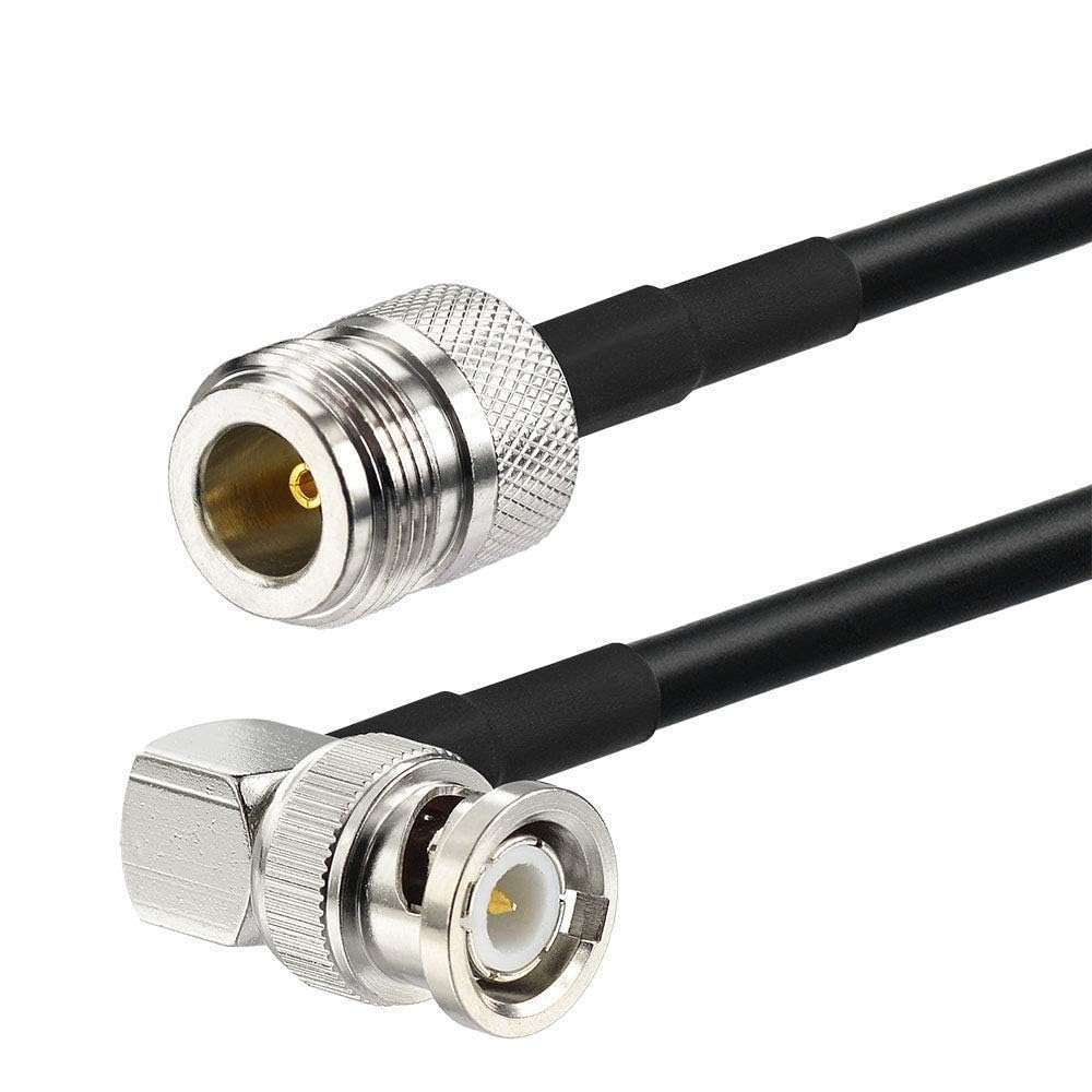 SUPERBAT N Type Female to Right Angle BNC Male Coax Cable RG58 for Radio Scanners Antenna Repeater System Commo Equipment Extension Cable, 3 Feet 3
