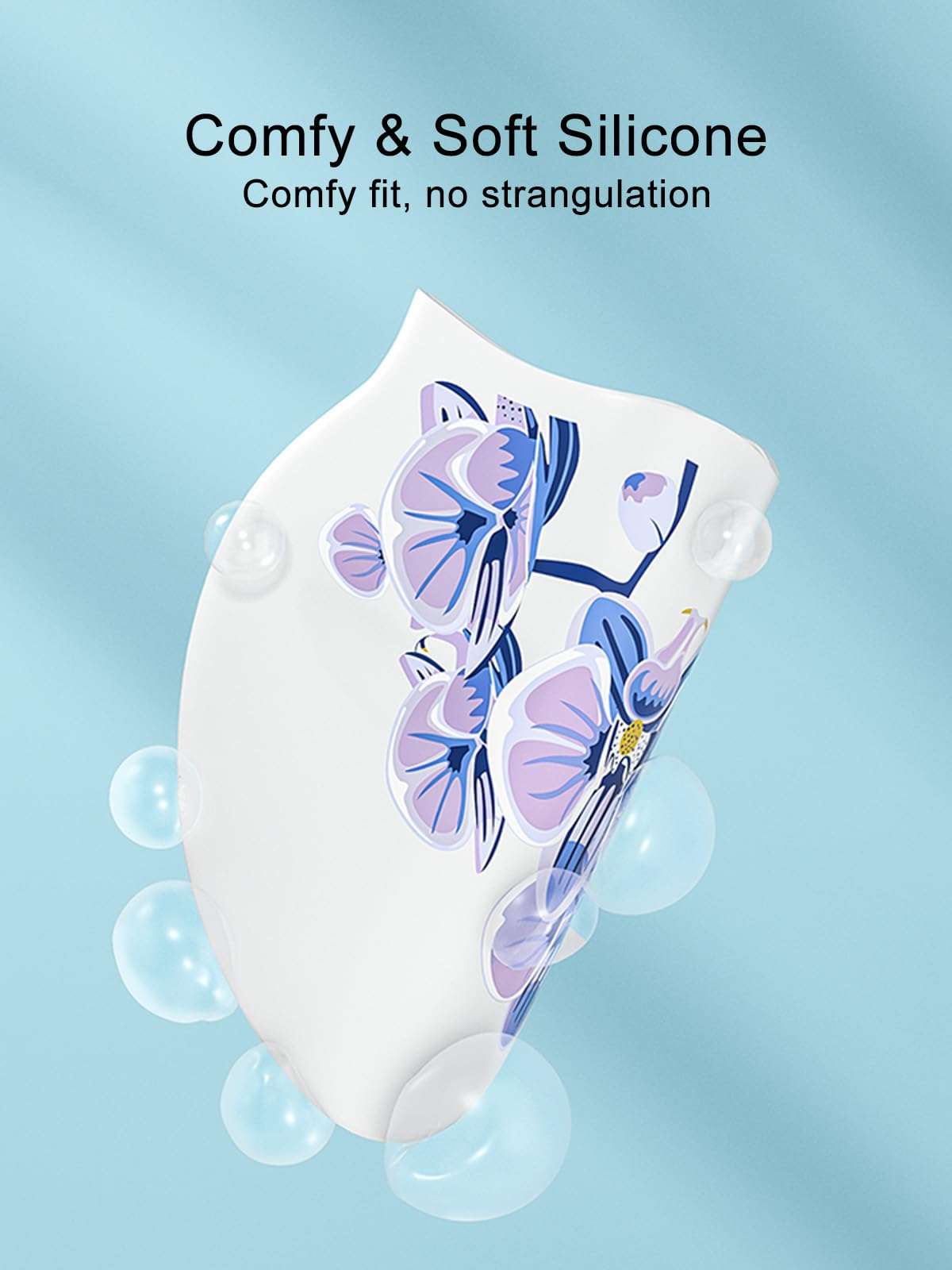 Silicone Swim Cap, YondestStars Swimming Cap for Women/Men/Youth, Bathing Caps for Long & Short Hair, Swimming Accessories for Adult - Lily 4