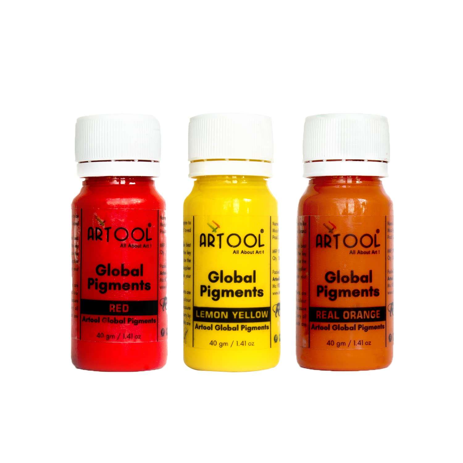 ARTOOL PGC4 Red, Lemon Yellow, Real Orange Resin Pigment Multipurpose Liquid Color for Resin Art, (Set of 3, 1.41 oz Each) Total 4.23 Oz 1