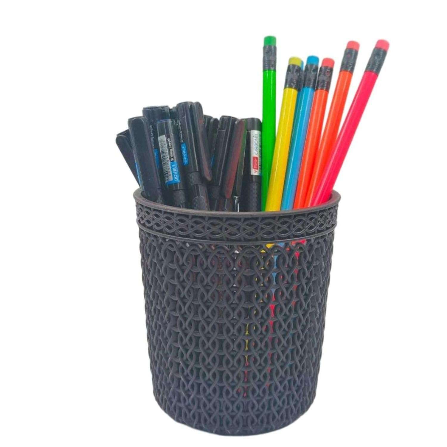 Black Olive Net Basket - Multipurpose Plastic Mini Round Basket for Small Things Spoons Pencile Stepler Brushes Cutlery Holder, Desk Storage Organizer for Home & Office, Stationery Desk Display(Q-1) 1