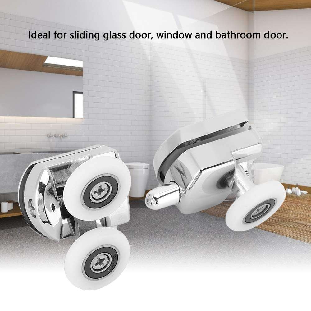 Oreilet Bathroom Roller, Bathroom Sliding Roller, 2Pcs for Bathroom Glass Door Track Door Sliding Door Accessories Door Hardware Supplies 4