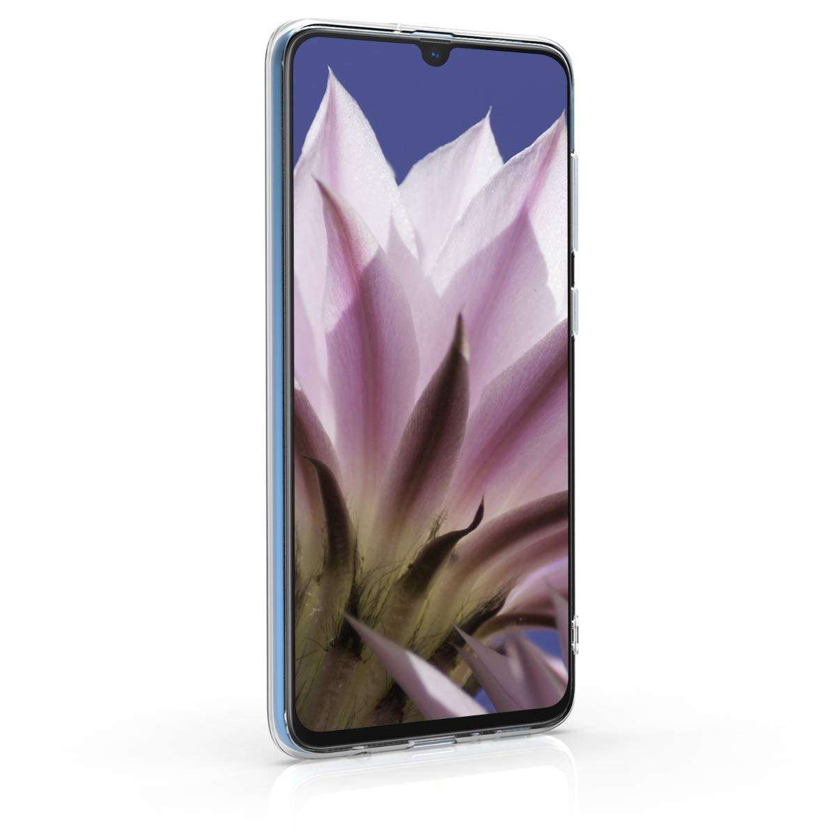 kwmobile Clear Case Compatible with Samsung Galaxy A70 - Phone Case Soft TPU Cover - Indian Sun Mint/White/Transparent 2