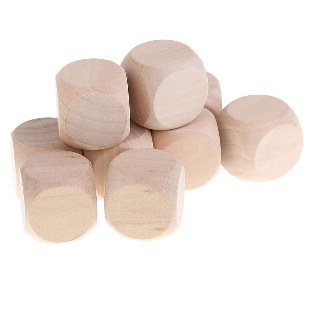 CALANDIS 10PCS Naural Wood Blank Dice D6 30mm Game Dice for Kids DIY Decorating Games 5