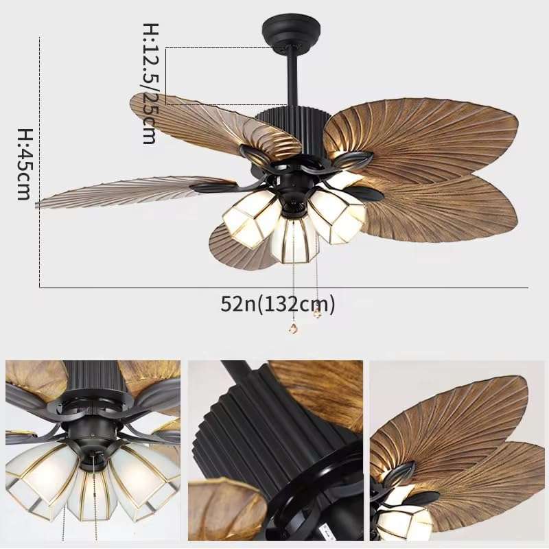 The Crafted Gesture Tropical Palm Leaf Ceiling Fan with Light Kit, 52-Inch Bronze Finish, 5 Blades, Indoor Lighting for Living Room, Bedroom 5