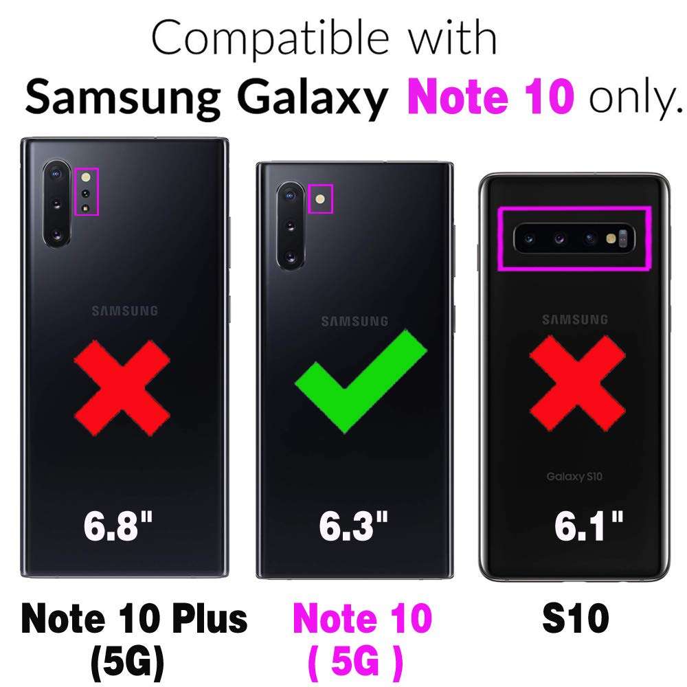 Phone Case for Samsung Galaxy Note 10 with Tempered Glass Screen Protector Card Holder Wallet Cover Flip Leather Cell Accessories Glaxay Note10 5G Gaxaly Notes 10s Ten Not S10 Cases Women Rose Gold 2