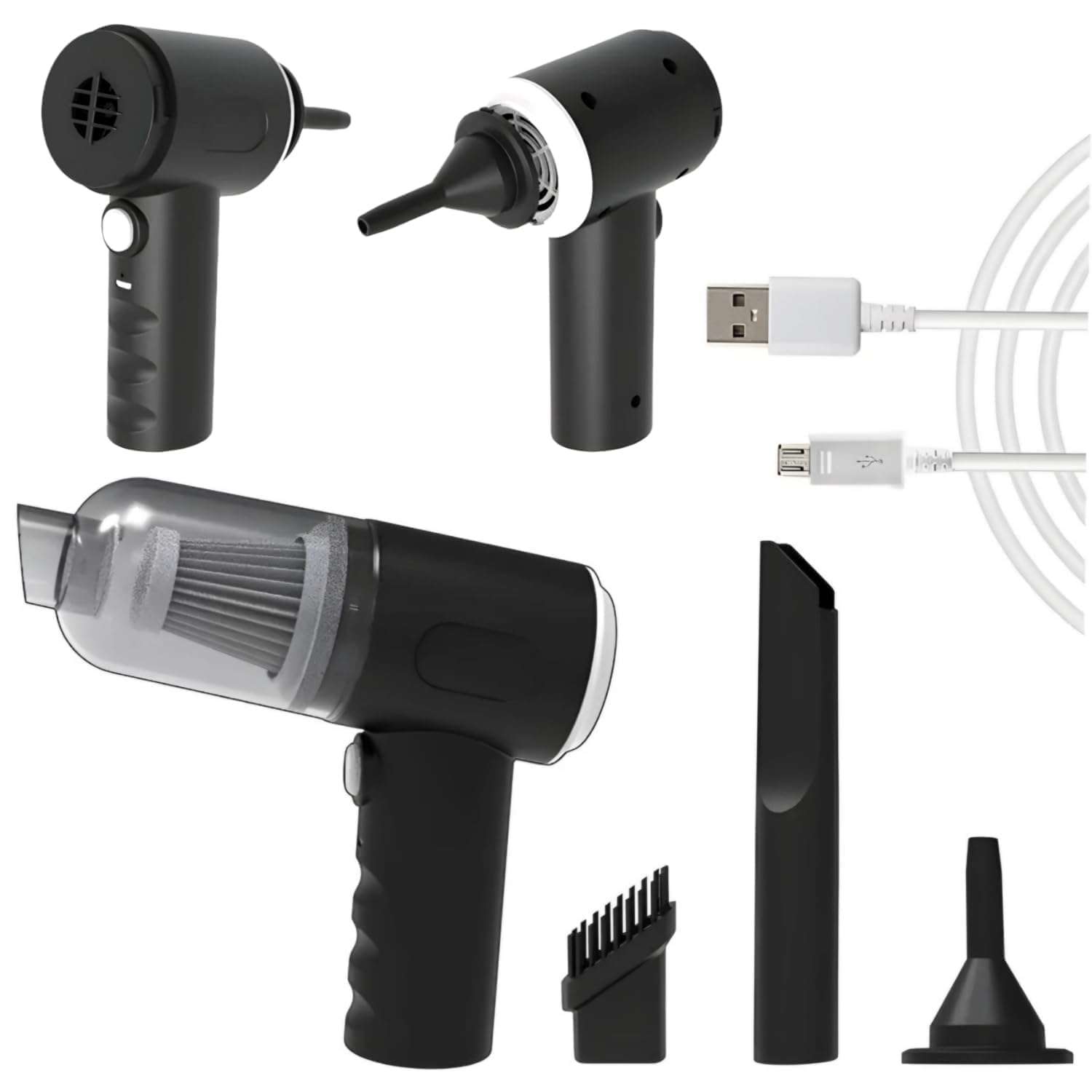 SUPERSTUD Car Vacuum Cleaner 3 in 1 with 3 Attachments & Blower | Cordless Handheld Vacuum Cleaner for Wet & Dry Cleaning for Home/Office/Car/Keyboard/Travel/Sofa/Office (darkmoonblack3in1)