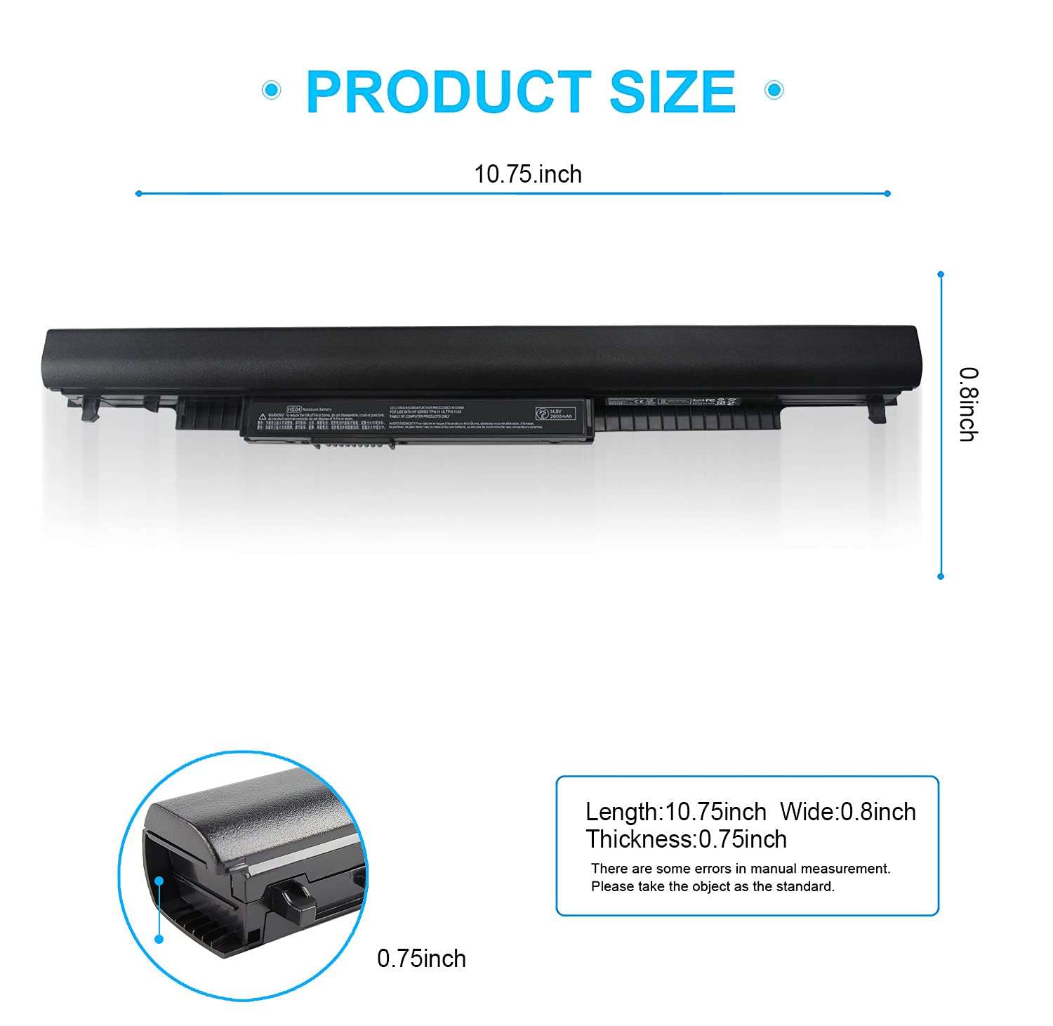 HS04 14.8V 2600MAH Laptop Battery Replacement for HP 240 G4 255 G4 Notebook 15-ac100 15-ba009dx 15g-ad000 14-af180nr HS04041-CL HS03 807956-001 807957-001 807611-141 2