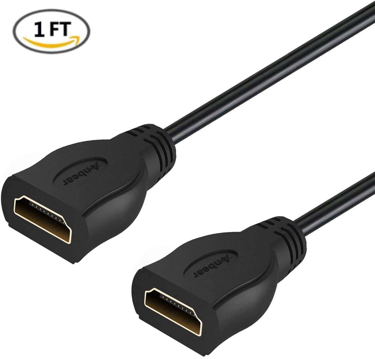 Anbear 4K HDMI Extension Cable 1 FT Female to Female, Gold Plated High Speed HDMI2.0 Extender Double Female HDMI Connector Support 4K@60 HZ,3D 2
