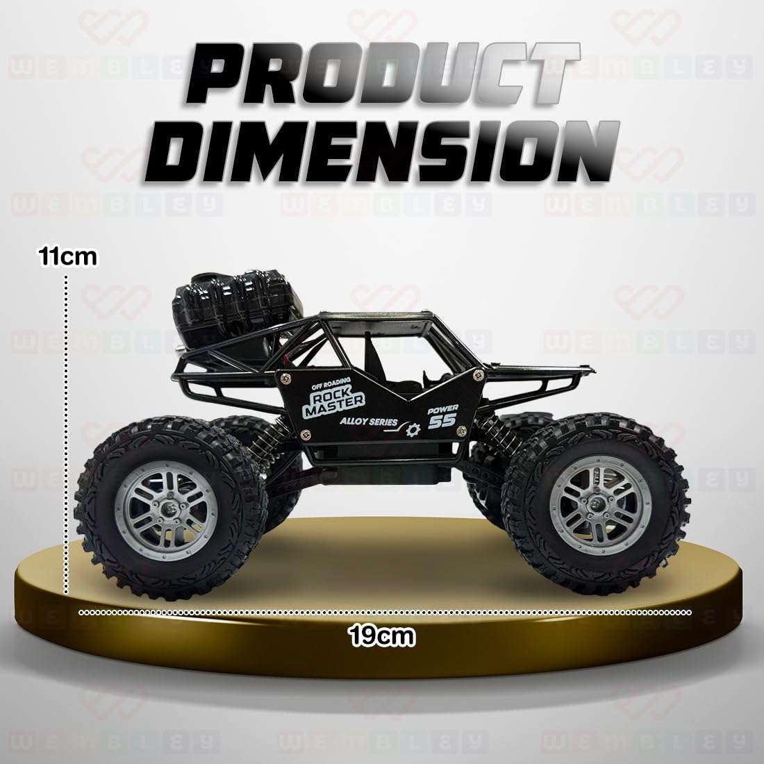 Wembley Rechargeable Remote Control Monster Truck RC Car Big Size Off Road 2WD Rock Crawler Battery Water Mist Spray and High-Speed Racing Toy for Boys (Black), 5 Years And Above 4